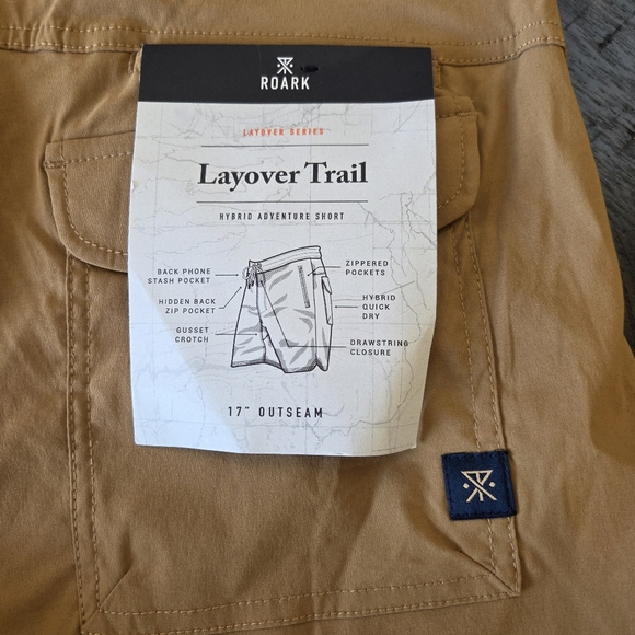 Roark Layover Trail Hybrid Adventure Shorts Tan Size 30- New RS364 Hiking Cargo - Picture 9 of 10